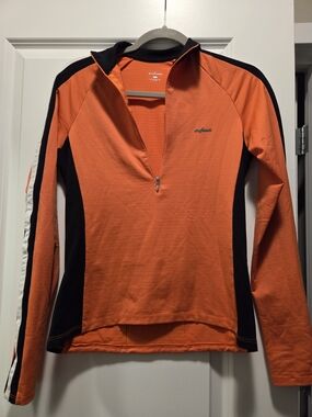 Shebeest Orange Cycling Jersey | Women's Medium | 1/4 Zip Long Sleeve